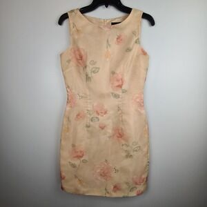 Vintage John Roberts Women's Size 4 Floral  Dress Peach Muted Pink Overlay Fairy